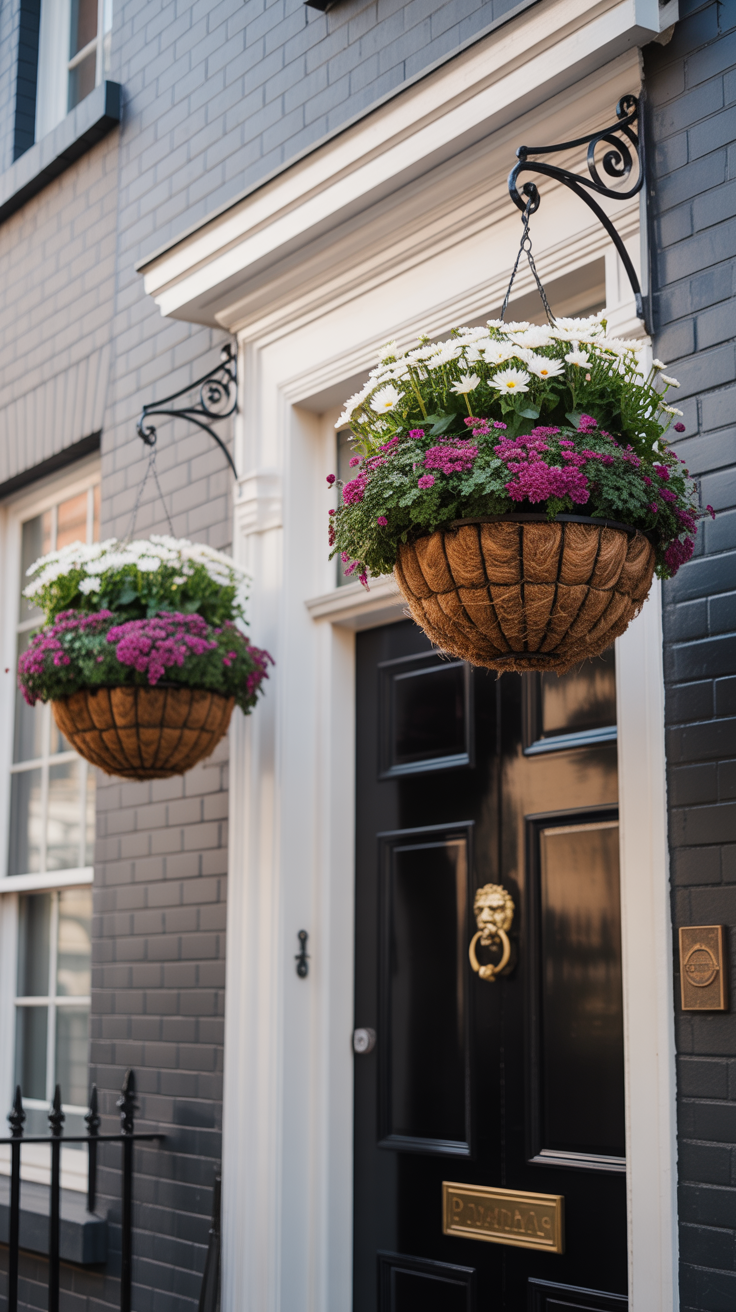 Townhouse fall hanging baskets