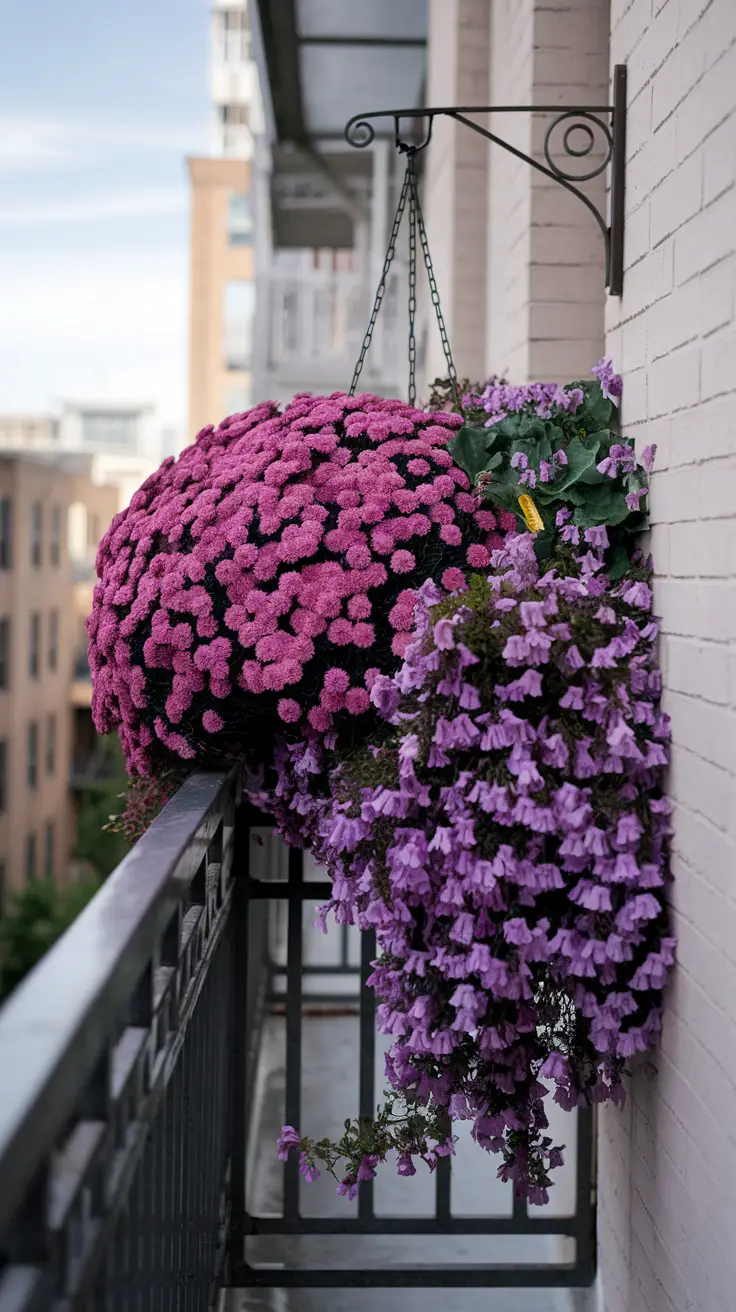 Pink mums and trailing calibrachoa