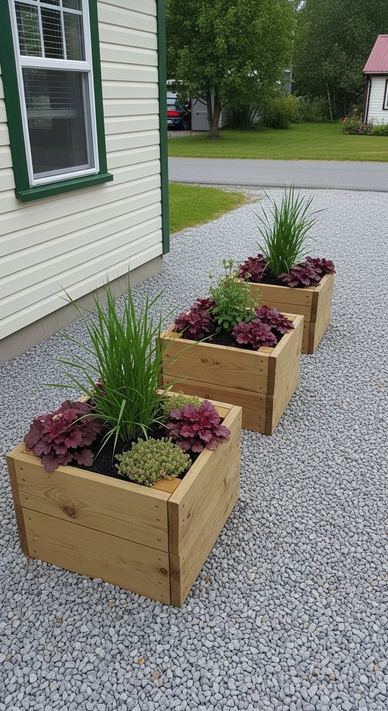 Grass, sedum, heuchera