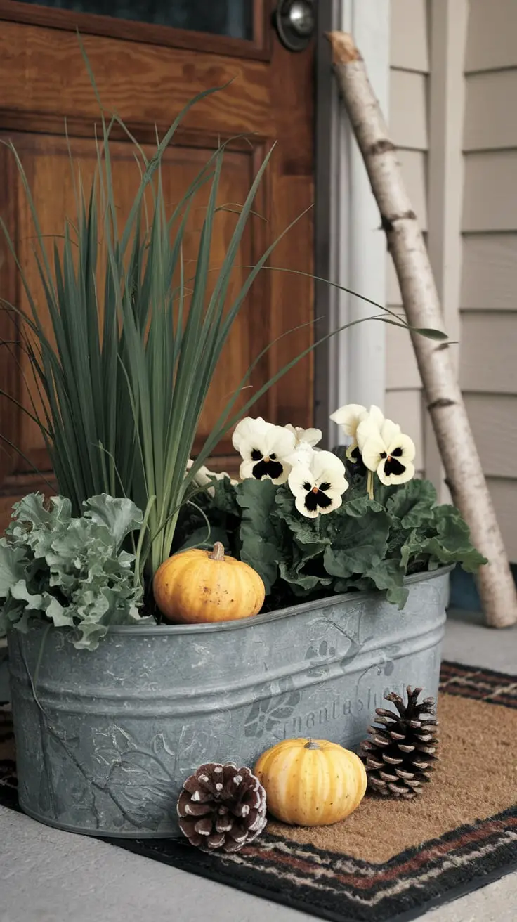 Fall porch planter: 