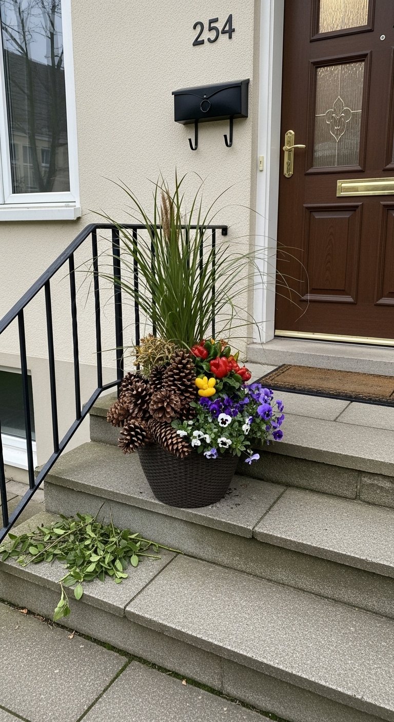 Fall porch planter: 