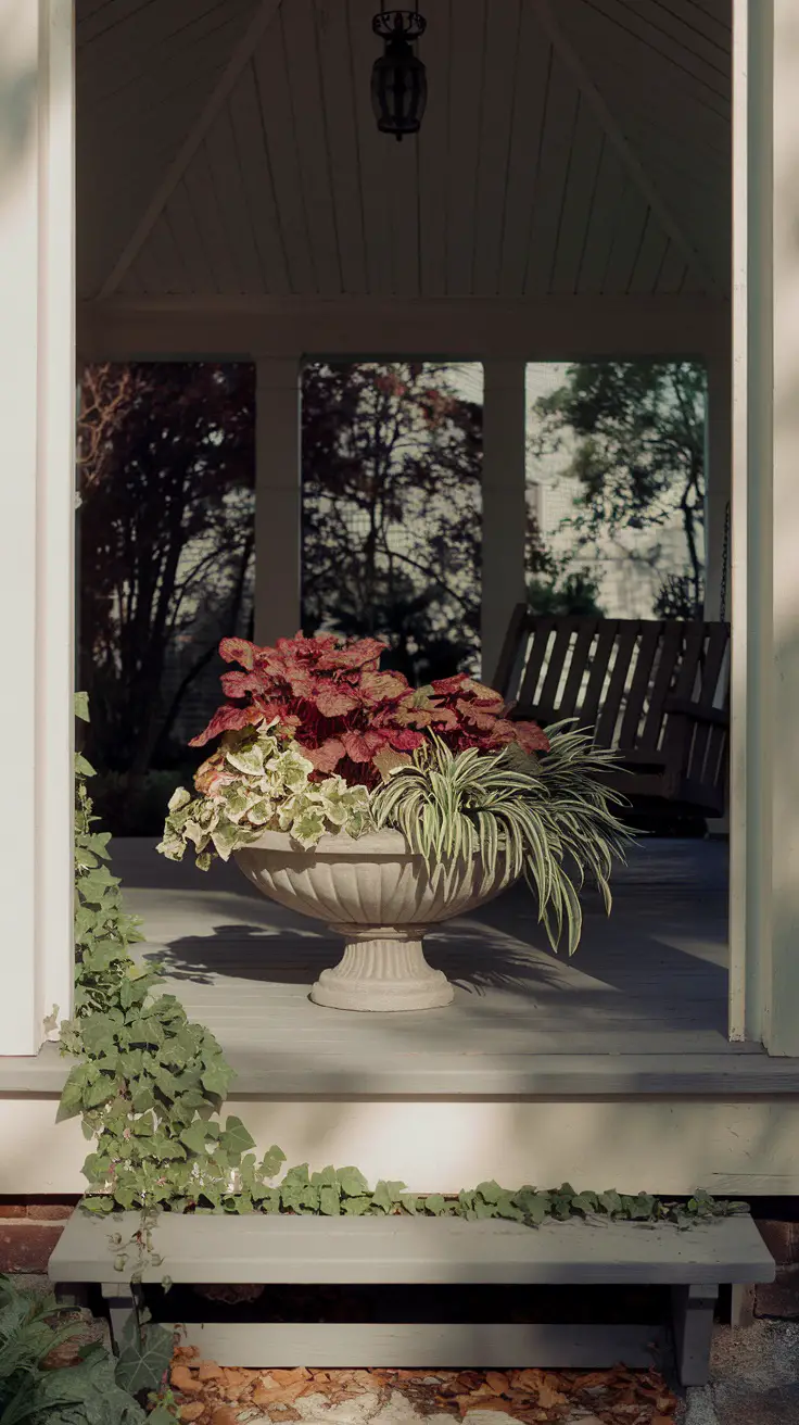 Fall porch planter: 