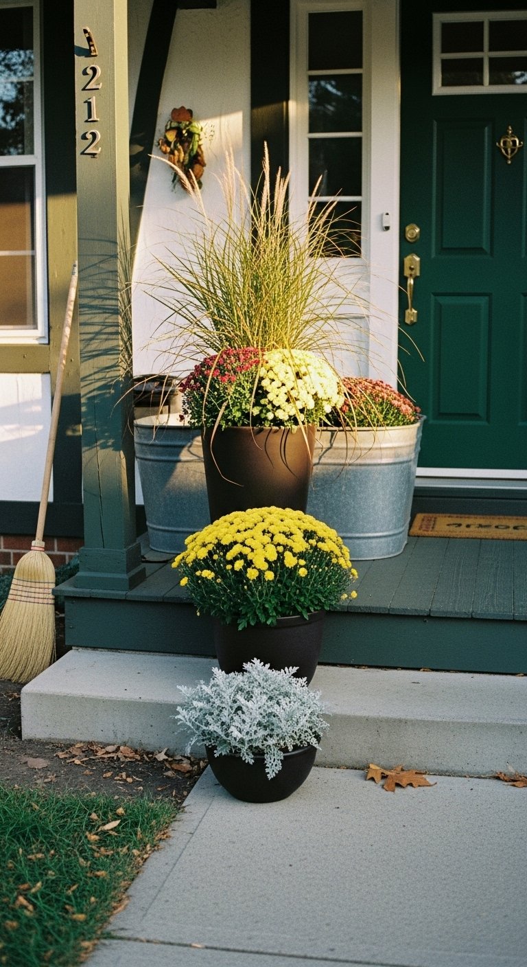 Fall porch planter: 