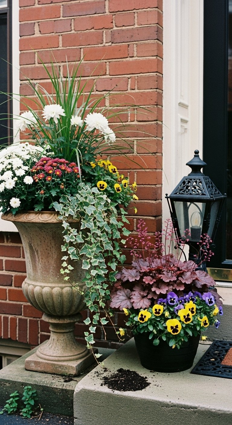 Fall porch planter: 